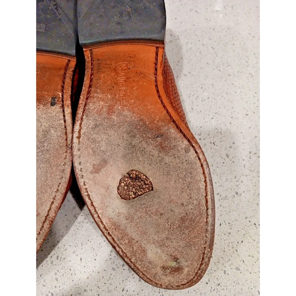 Allen Edmonds Shreveport Men's Woven Oxfords Shoes Camel 8.5 Tan Dress